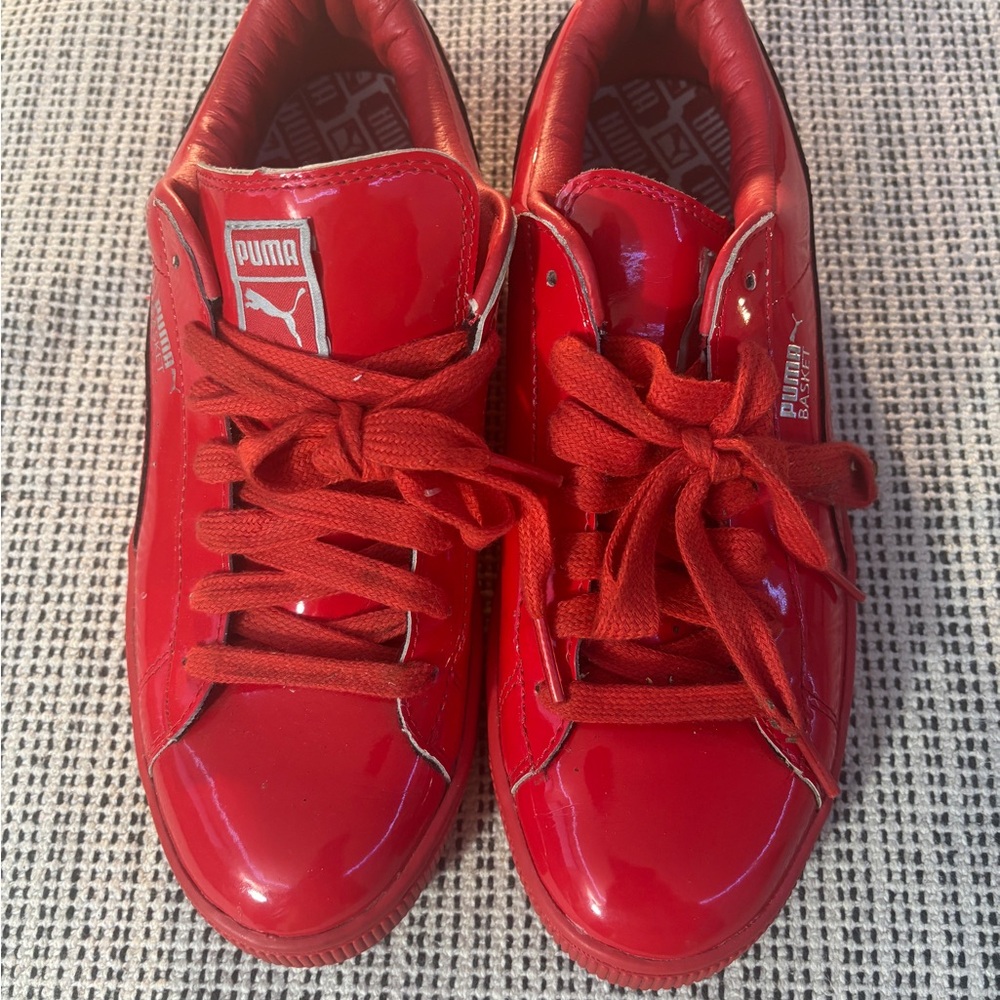 PUMA Men's Basket Matte Shine Sneakers Red Size 8.5 US